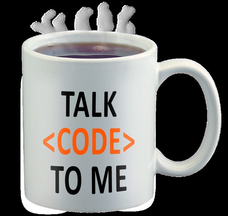 code geek, talk code to me, coffee cup